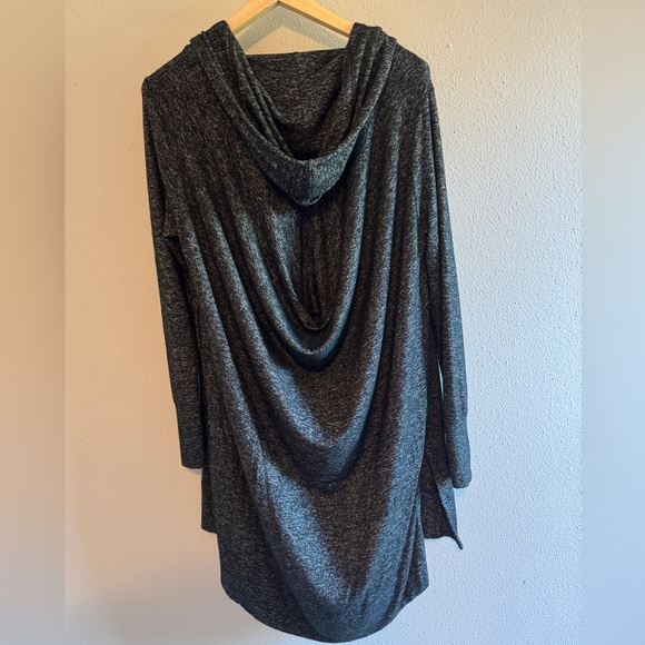 Athleta Harmony Wrap Cardigan Medium Petite Dark Gray Hooded Open Front Duster - Picture 5 of 13